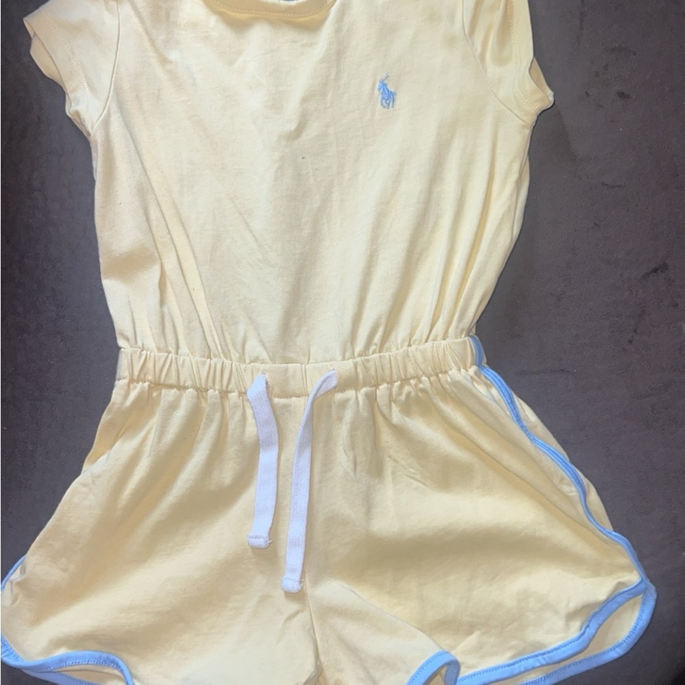 Polo Ralph Lauren Yellow Romper with Blue Trim